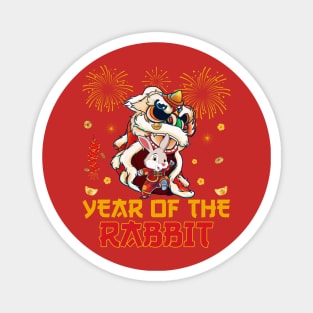 Chinese New Year Dabbing Rabbit Fireworks New Year Eve 2023 Magnet